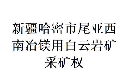 新疆哈密市尾亚西南冶镁用白云岩矿采矿权